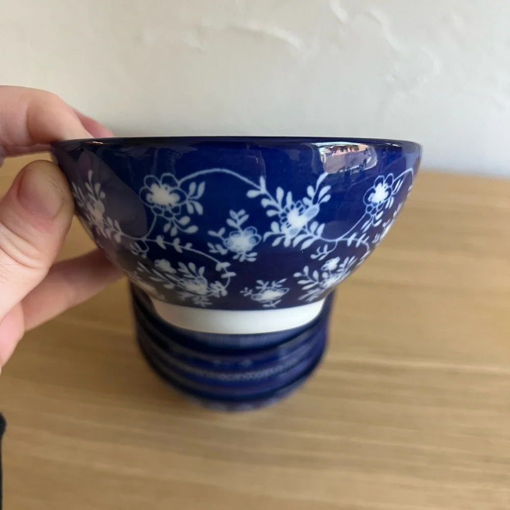 IKEA ENTUSIASM Patterned Blue Bowls, Set of 8, 4 ½” Diameter asian